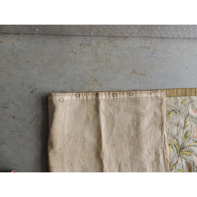 18Th C. Large Antique Yellow and Green Embroidered Textile Panel For Sale - Image 10 of 11