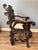 Antique Renaissance Revival Carved Walnut Throne Chair, Cowhide Seat For Sale - Image 4 of 17
