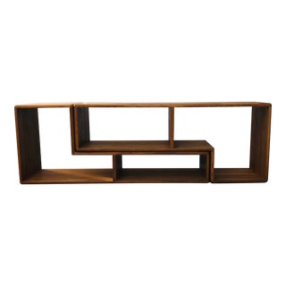 1970s Wood Two Piece Modular Console Shelving Unit For Sale