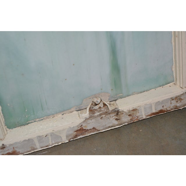 Vintage Large Green Blue & White Slag Glass 6 Pane Window Panel From Va Church For Sale - Image 10 of 18