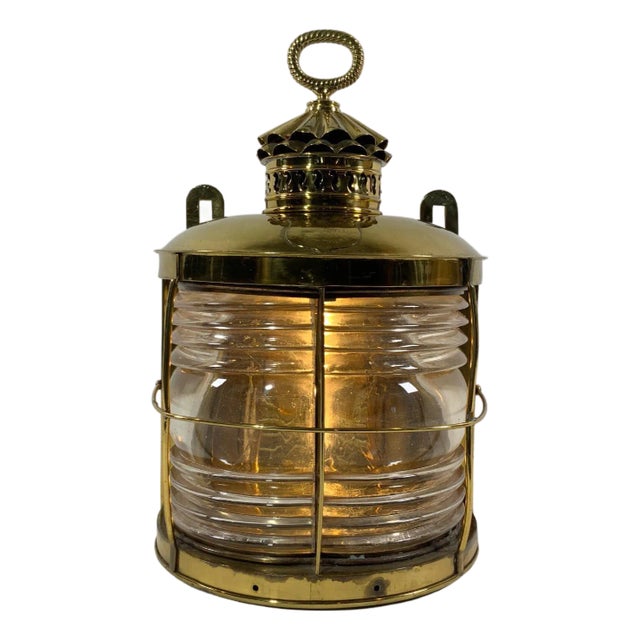 Brass Ships Masthead Lantern with Lavender Lens For Sale