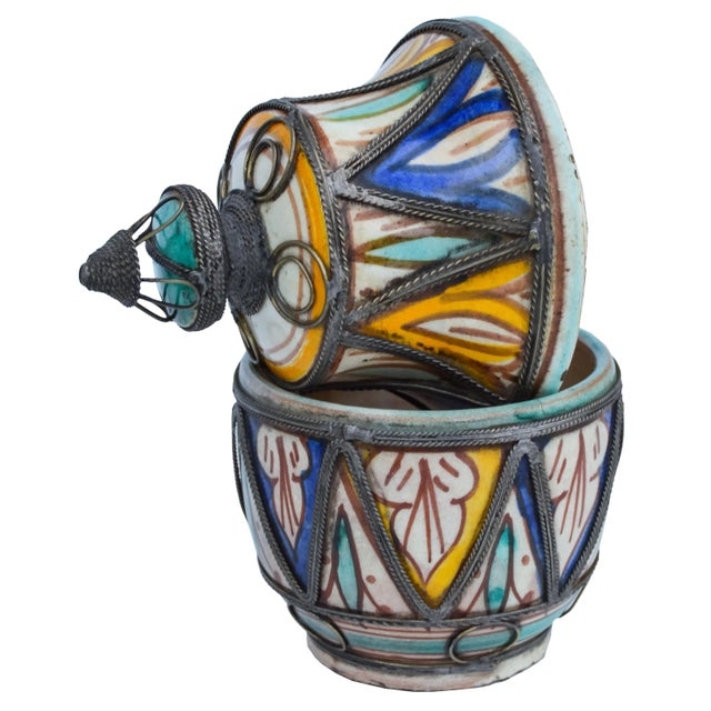 Early 20th Century Moroccan Lidded Jar For Sale - Image 5 of 7