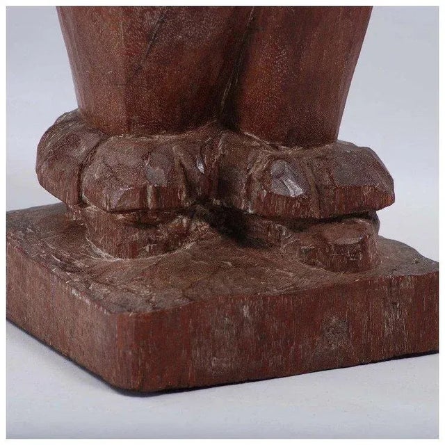 Antique French Art Deco Carved Wood Sculpture of a Clown or Jester For Sale - Image 4 of 10