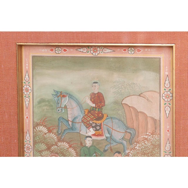 19th Century Royal Horse Procession Antique Thai Painting For Sale - Image 5 of 7
