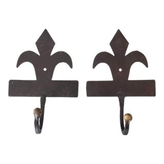 Late 20th Century Fleur De Lis Wall Hooks - Set of 2 For Sale