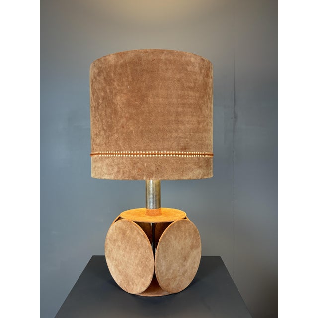 Mid-Century Terracotta Suede Table Lamp. 1970s For Sale - Image 10 of 13