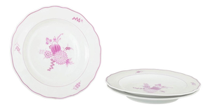 Vintage Porcelain Dinner Plates with Lilac Floral Motif from Meissen, 1930s, Set of 3