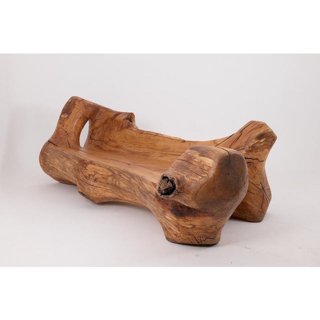 Contemporary Carved Wood Bench by Logniture For Sale - Image 3 of 18