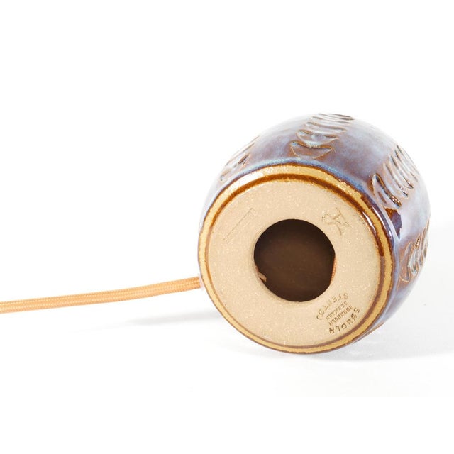 Scandinavian Modern Blue Glazed Stoneware Table Lamp from Søholm Stoneware, 1960s For Sale - Image 11 of 15