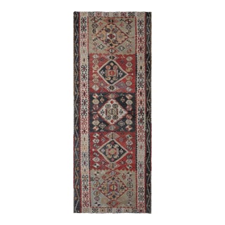 1970s Vintage Handmade Wool Cotton Red Runner Rug For Sale