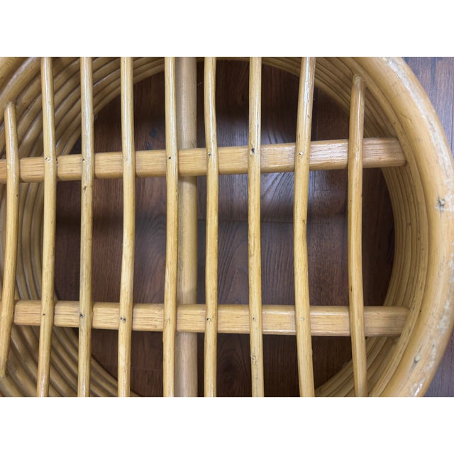 Vintage Stacked 9 Strand Rattan Ottoman/Footstool For Sale - Image 4 of 7