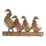 Vintage Brass Geese Key Holder For Sale