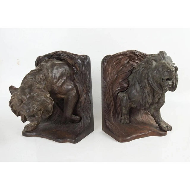 Early 20th Century Bradley Hubbard Lion Tiger Cast Iron Bookends Chairish