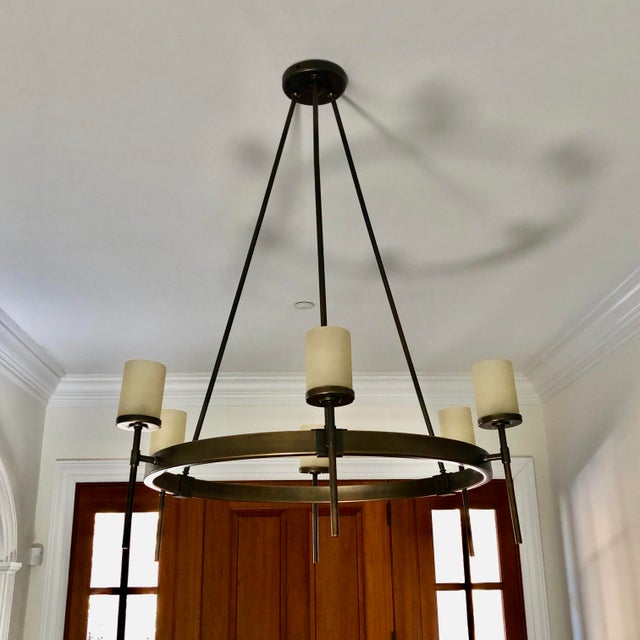Transitional Oiled Bronze 6 Arm Williams Sonoma Chandelier Chairish