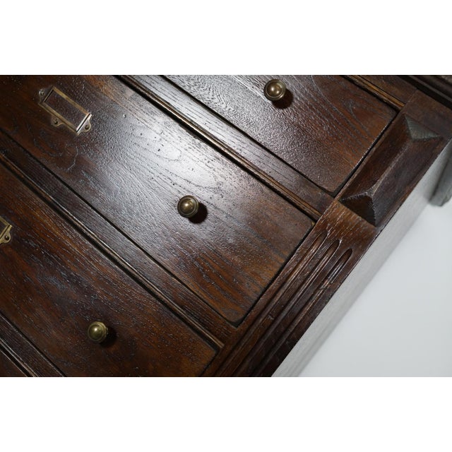 Wood Vintage English Oak Filing Cabinet For Sale - Image 7 of 17