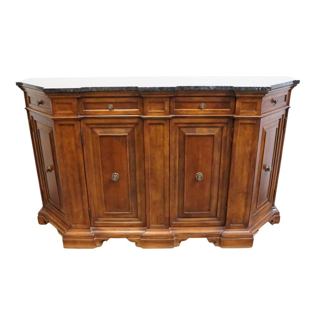 Contemporary Bernhardt Furniture Solid Cherry Contemporary Italian Neoclassical Tuscan Style 73" Buffet W. Granite Top 802-133 For Sale - Image 3 of 16