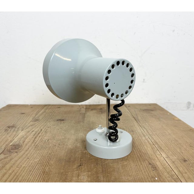 Vintage Grey Metal Wall Lamp by Josef Hurka for Napako, 1970s For Sale - Image 6 of 17
