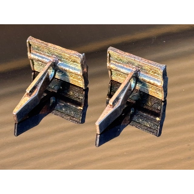 Early 20th Century Sterling Silver Cufflinks - Ancient Doors, A Pair For Sale - Image 6 of 8