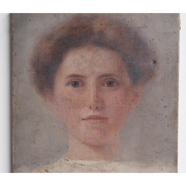 ANTIQUE EDWARDIAN OIL ON CANVAS PAINTING DEPICTING A FEMALE SITTER BY MATILDA SHARPE (1830-1915) A charming, intimate and...