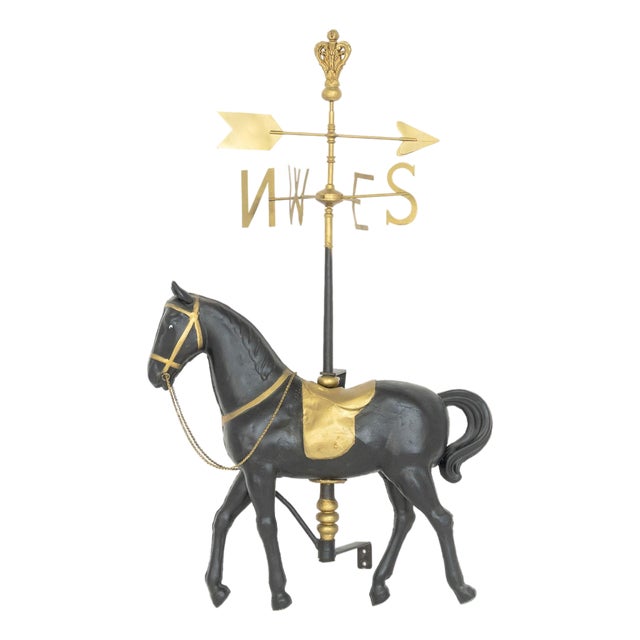American Carousel Horse Form Gilt and Ebonized Metal Weathervane For Sale
