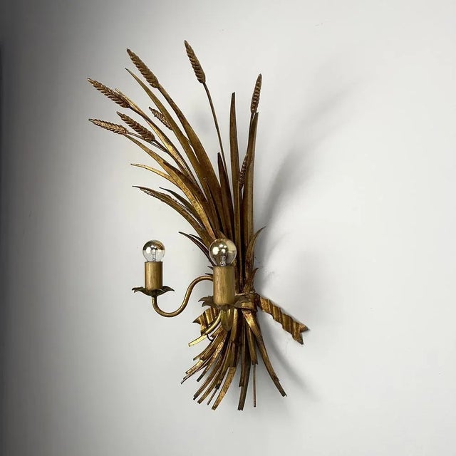Mid-Century Modern Hollywood Regency 2-Flame Wall Light with Wheat Ears, 1970s For Sale - Image 3 of 8