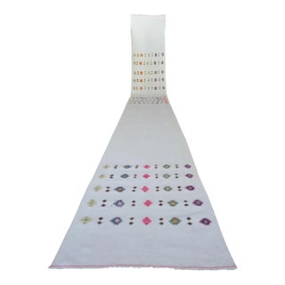 1970s Flat Weave Runner Turkish Kilim Extra Long Hallway Rug Cotton Stair Decor 2′6″ × 23′2″ For Sale