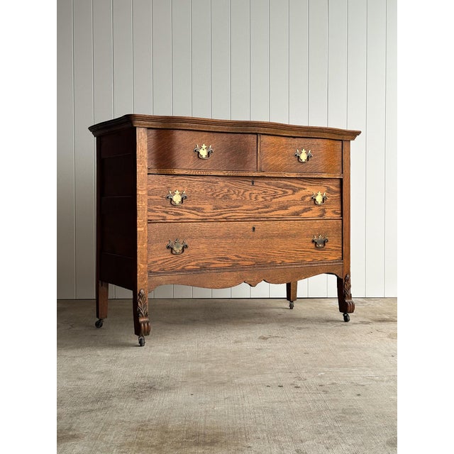 Antique Oak Serpentine Chest of Drawers, C. 1890 For Sale - Image 15 of 18