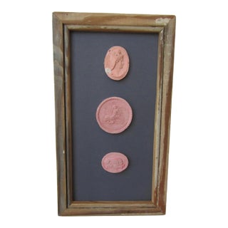 Framed Intaglios in Reclaimed Wood Antique Frame For Sale