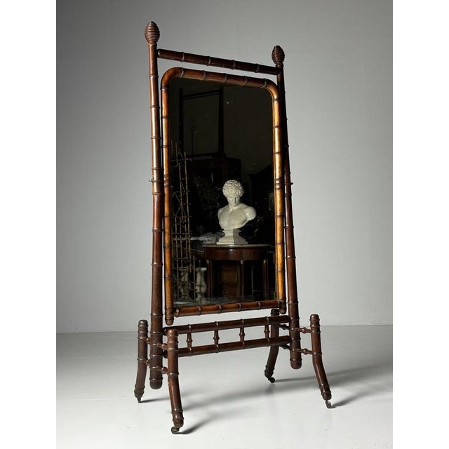 Faux Bamboo Cheval Mirror, 1900s For Sale - Image 18 of 18