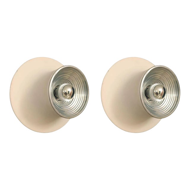 Mid 20th Century Enameled Aluminum Sconces - a Pair For Sale