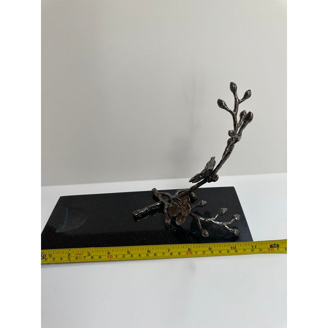 Stone 1990s Michael Aram Black Granite Orchid Branch Wine Bottle Caddy Rest For Sale - Image 7 of 17