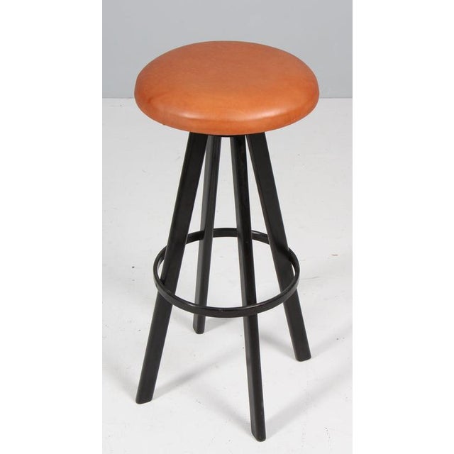 Bar Chair in Black Wood and Leather by Hans Olsen for Frem Røjle, 1960s For Sale - Image 3 of 7