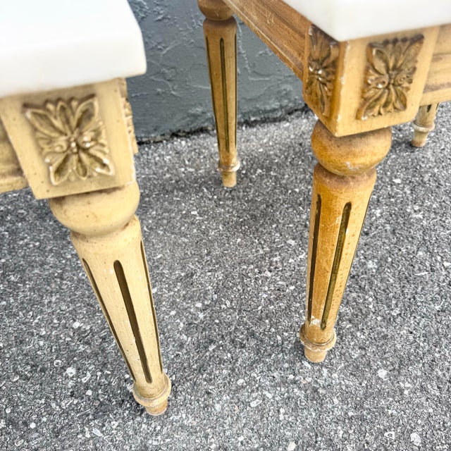 Stone Neoclassical Portuguese Marble Top Wooden Side Tables - A Pair For Sale - Image 7 of 10