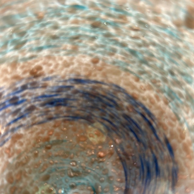Copper Infused Thick Hand Blown Murano Glass Catchall in Green and Blue For Sale In New Orleans - Image 6 of 10
