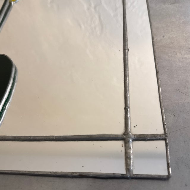 Glass Vintage Daffodil Stained Glass Mirror For Sale - Image 7 of 7