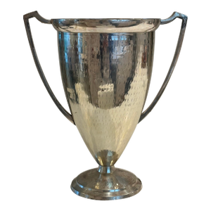 Shabby Chic Hammered Silvered Brass Trophy Vase