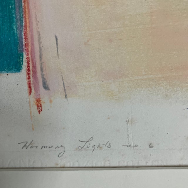 Paper 1980’s Original Large Abstract Pastel Drawing “Harmony Lights No 6” Signed For Sale - Image 7 of 12