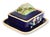 Antique English majolica sardine box dating to circa 1880, finished in striking cobalt blue glazes with applied floral...