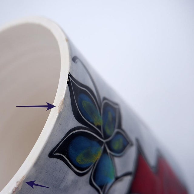 Ceramic Italian Round Vase with Bottle and Floral Motifs, 1950s For Sale - Image 7 of 15