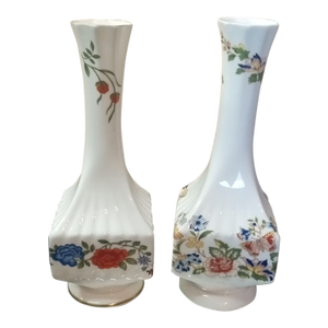 Gorgeous Pair of Aynsley Bone China England Hand Painted Vases