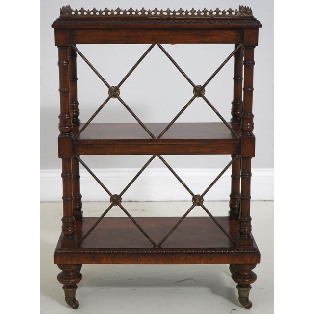 Traditional Maitland Smith 3 Tier Regency Style Mahogany Cart or Stand For Sale - Image 3 of 15
