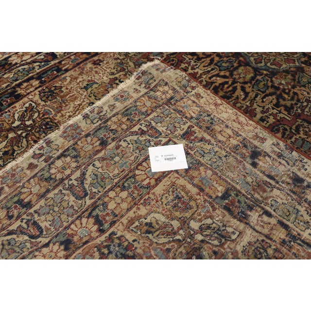 Textile Distressed Antique Persian Kerman Rug - 3'9 X 6'5 For Sale - Image 7 of 11
