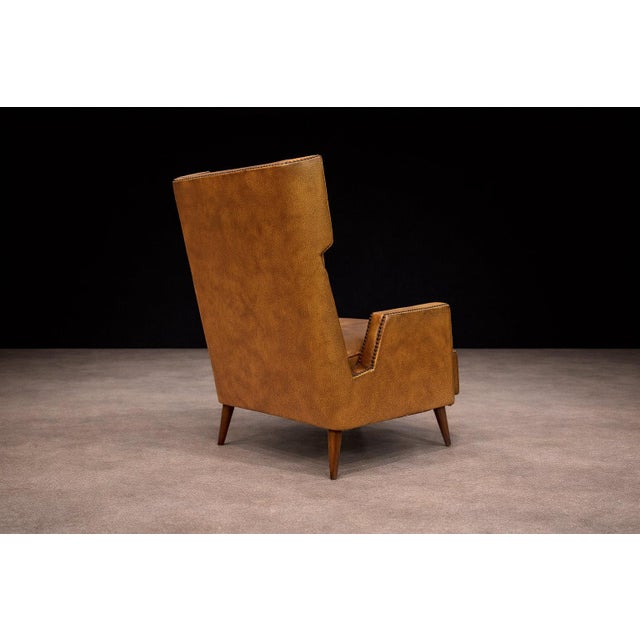 Brown Armchair in Hardwood & Faux Leather, Giuseppe Scapinelli, 1950s - Lot 313A For Sale - Image 8 of 15
