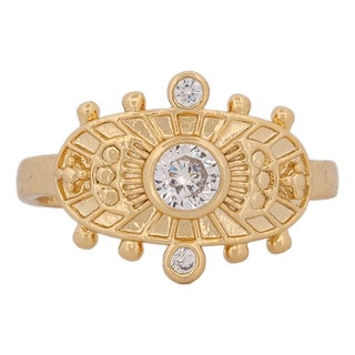 Goddess Cleopatra Gold & Diamond Ring, Size 4 For Sale