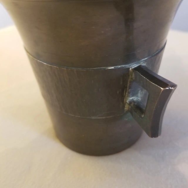 Mid 20th Century Mid 20th Century Flare Lip Bronze Mortar Cup With Handles For Sale - Image 5 of 8