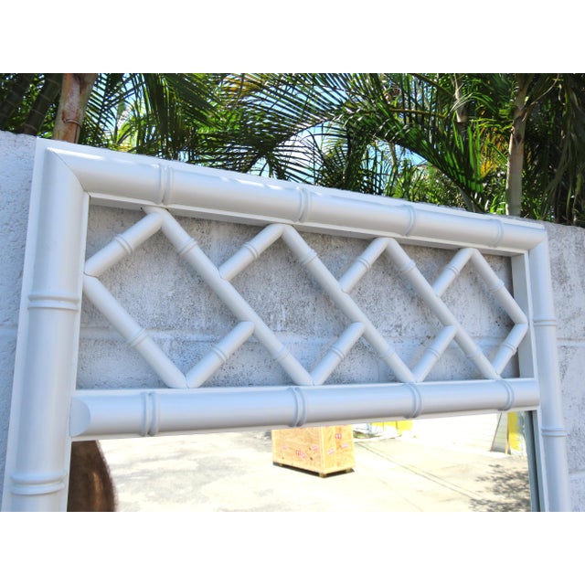 Hollywood Regency Painted Faux Bamboo Vanity Dresser Bathroom Wall Mirror 6356 For Sale - Image 4 of 10