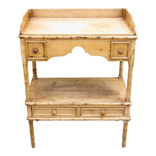 Antique English Faux Bamboo Pine Table For Sale