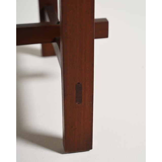 Vintage Dark Wood Slatted Bench, 1970s For Sale - Image 3 of 9