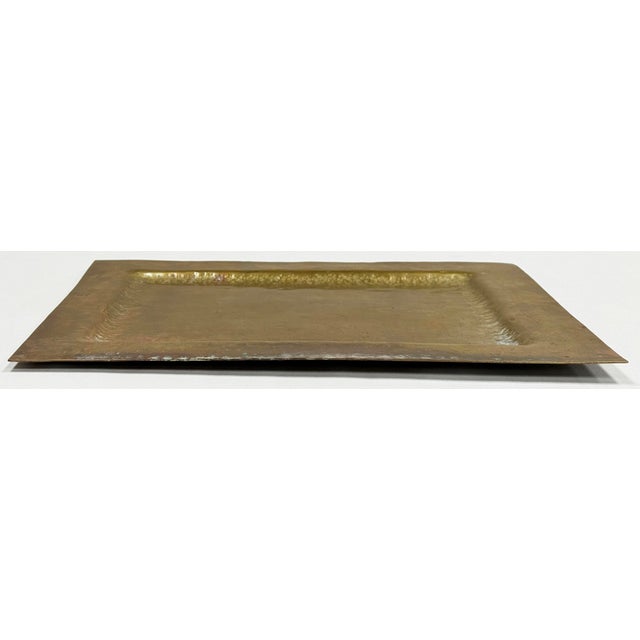 Mid-Century Modern Vintage Rectangular Hammered Brass Tray For Sale - Image 3 of 10