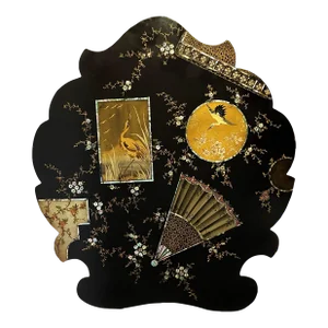 Early 20th Century Papier Mâché Decorative Wall Plaque With Mother-Of-Pearl Inlay